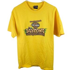 Bruce Rossmeyers Harley Davidson Daytona Beach Florida Yellow T Shirt Large